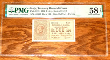 1914 Italy Vittorio Emanuele III 2 Lire Banknote P#37c Series 101-165 PMG 58 EPQ