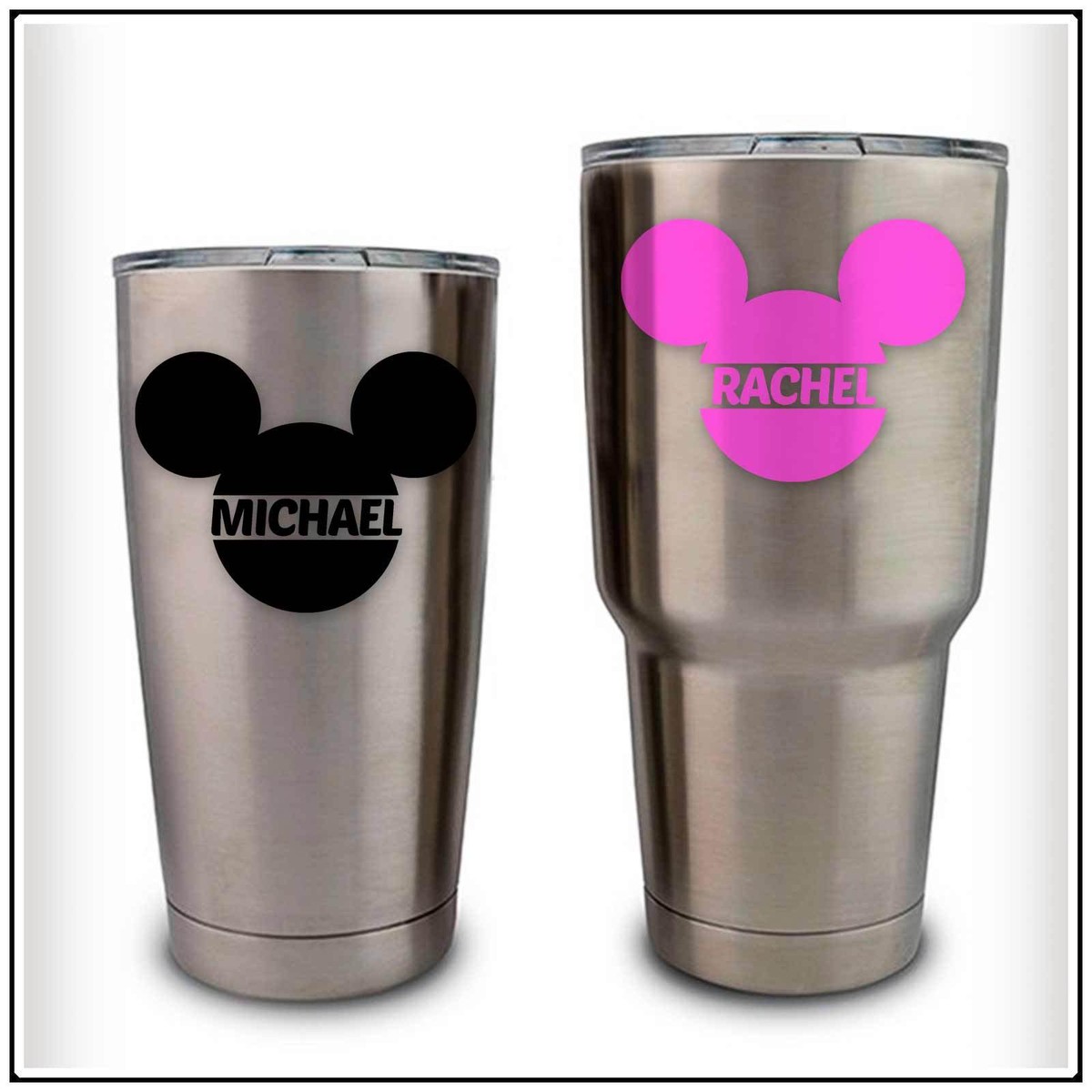 2pk Name Monogram Mickey Ears Decal Initial Sticker compatible