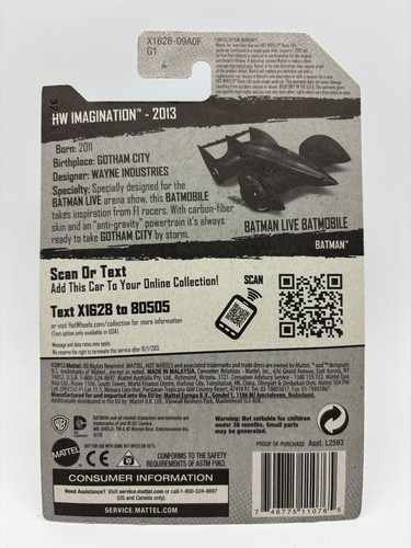 Hot Wheels HW Imagination Batman Live Batmobile Car Vehicle 2013 Sealed - Picture 3 of 3