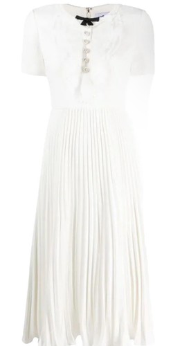 chinese dress ladies Pink Knit Lace Insert Midi Dress – self-portrait-US main image 0