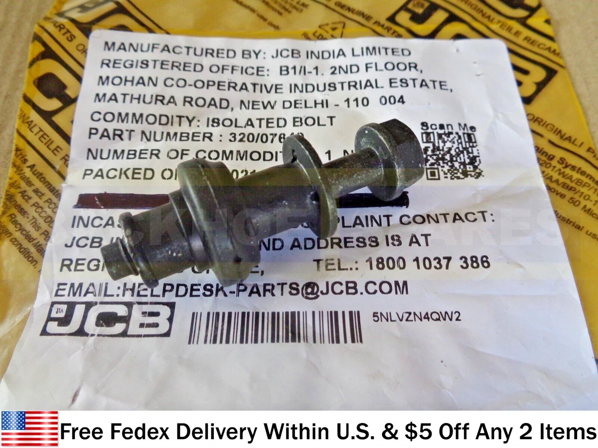 JCB PARTS - GENUINE JCB BOLT ISOLATED 60MM X M8 HEX HEAD (PART NO 
