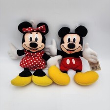 90s Disney Applause Bean Bag Doll Pair Mickey  Minnie Mouse Plush Toy 8"