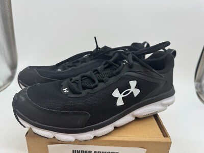 Under Armour Charged Assert 9 Running Sneakers Mens Black White Low Top - 10.5