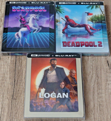 DEADPOOL + DEADPOOL 2 + LOGAN | 4K ULTRA HD + Blu-ray STEELBOOKS Paket