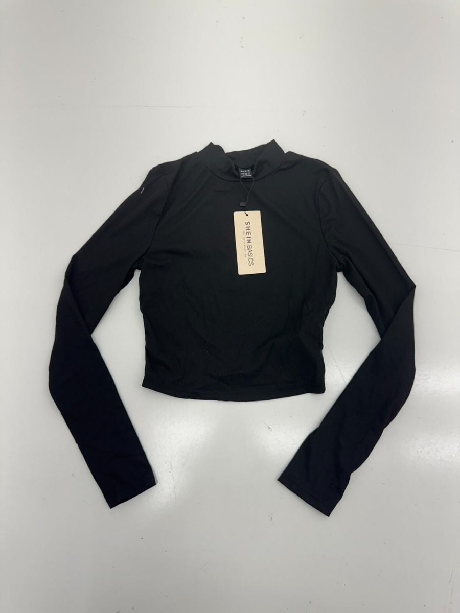 Shein Black Long Sleeve Ribbed Shirt Womens Size Small | eBay Shein Black Long Sleeve Ribbed Shirt Womens Size Small | eBay