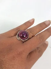 HG Hagit Gorali Israel sterling Silver 925 Modernist Purple Glass Ring Size 6