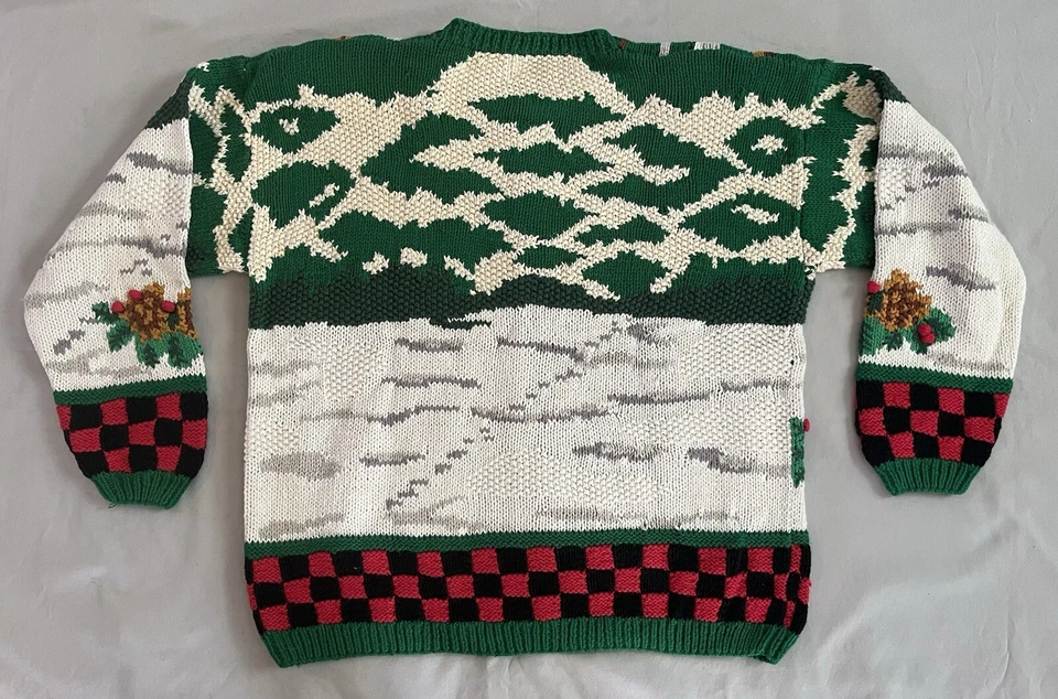 Cárdigan Suéter Vacacional Vintage Bay Moose In The Snow Tejido a Mano Raro S Foto 2 de 4