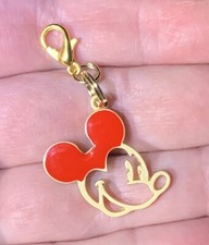 Gold Mickey Mouse Charm Zipper Pull  Keychain Add On Clip  