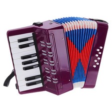 Accordion, 17 Keys 8 Bass Button Accordion Toy Mini Musical Instrument Purple