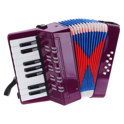 Accordion, 17 Keys 8 Bass Button Accordion Toy Mini Musical Instrument Purple