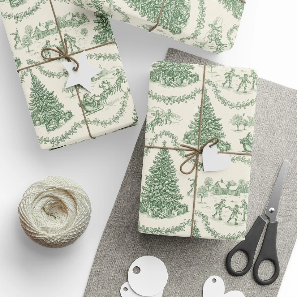 CCCRAFTOPIANJ Christmas Tree Pattern Wrapping Paper — Vintage Green Holiday Gift Wrap