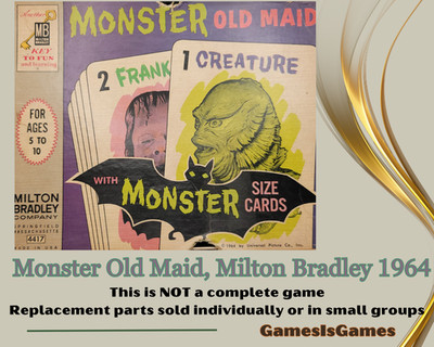 Board Game Parts: UNIVERSAL MONSTERS OLD MAID card game MB 64 replacement pieces