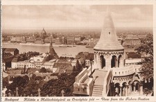 Budapest View from Fisher’s Bastion Parliament Danube Halászbástya Postcard