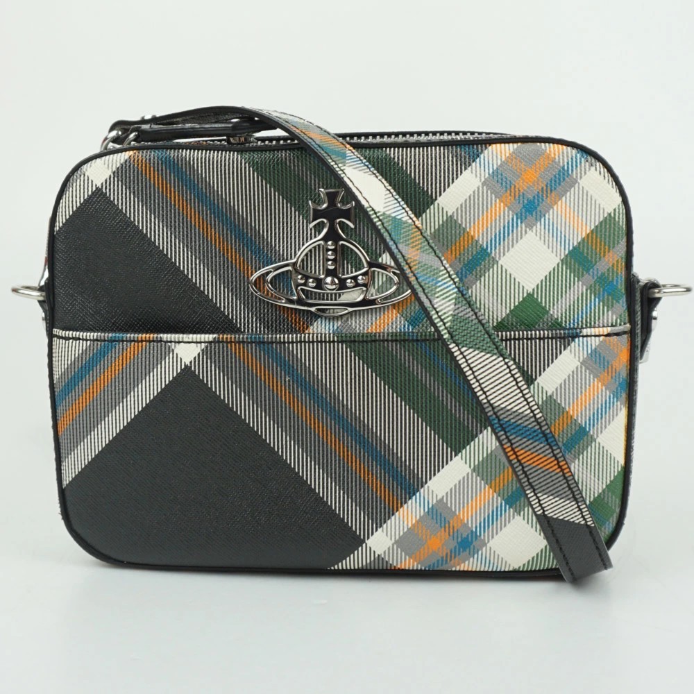 Vivienne Westwood Dark Green Check Camera Shoulder Bag 2WAY Vintage Authentic
