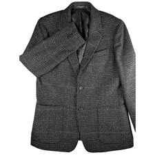 Banana Republic Tailored Fit Blazer Men's 44 Long Gray Plaid Wool Blend Coat