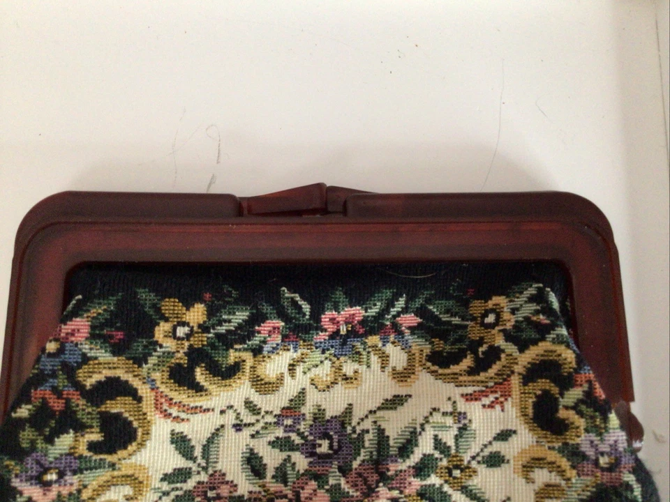 Bolso sin asas tapiz francés cambio cartera carey cierre cierre de cierre de colección Foto 3 de 4