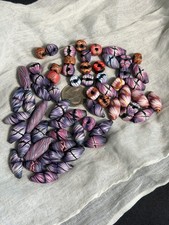 Handcrafted polymer clay artisans beads purples mix