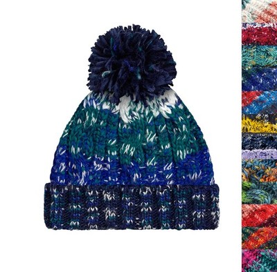 2er Pack Beechfield warme Herren Winterbeanie Mütze weich Corkscrew Pom Pom B486