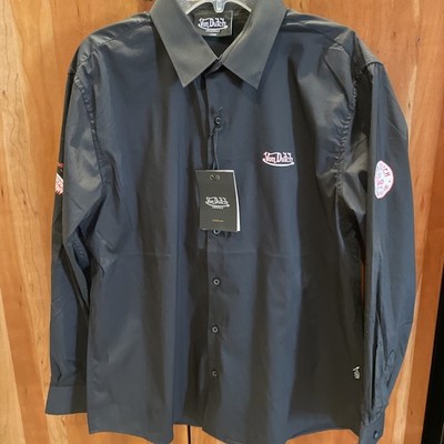 Von Dutch Originals Black Button Up Long Sleeve Graphics Shirt Men Size Large