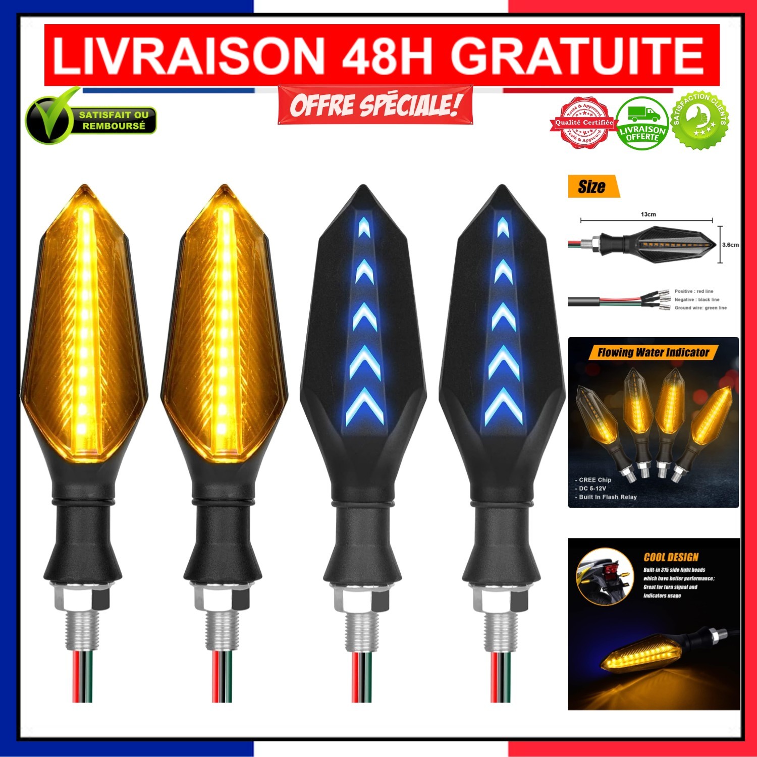 Clignotants moto LED étanches 12V indispensables pour vos virées et trajets quotidiens