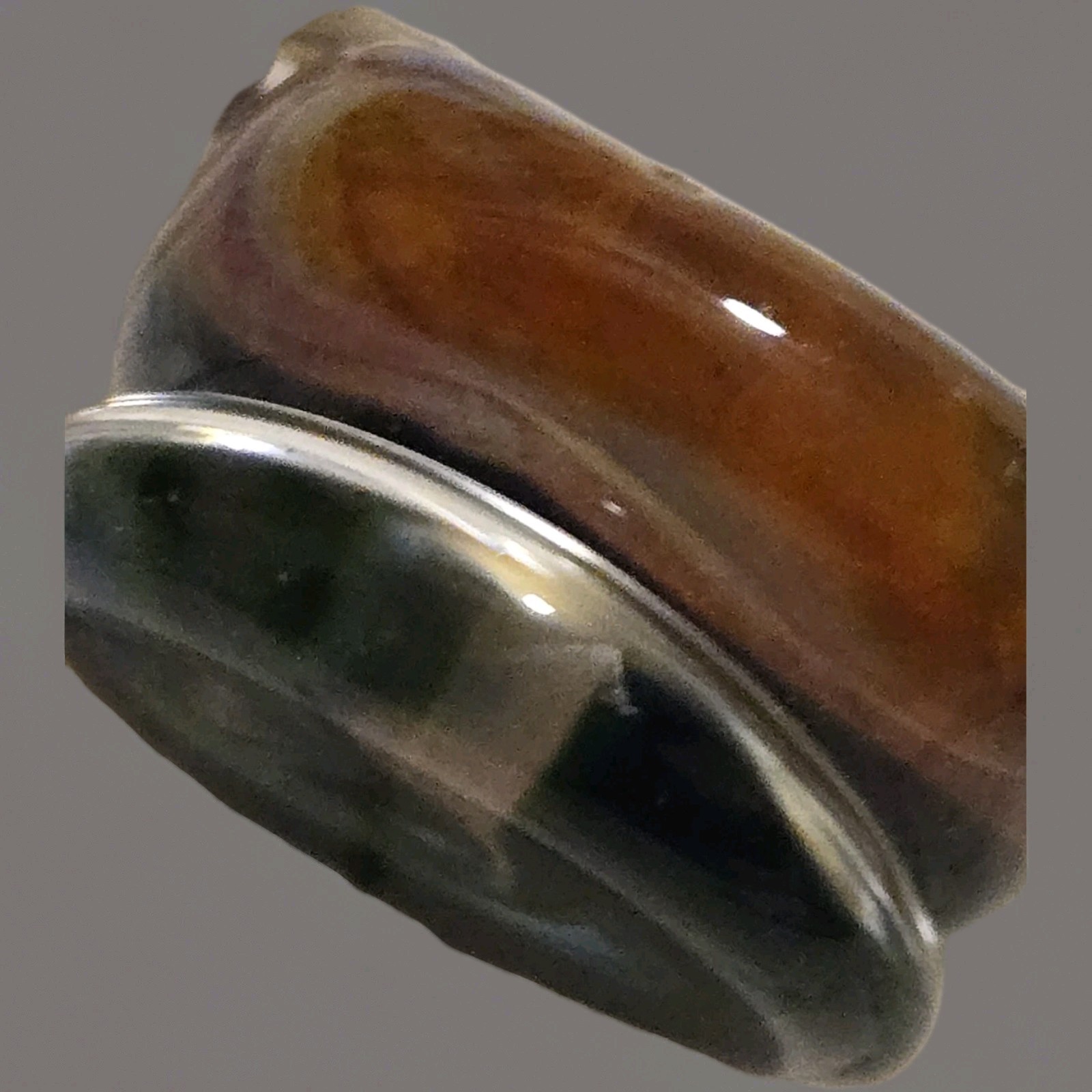 Signed Two Layer Glass Bracelet Artisan Silver Wi… - image 13