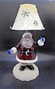 Christmas Santa Tea Light Lamp w/ Tin Shade