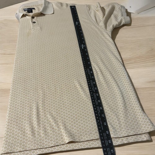 JOS A BANK Herren XL Beige Seide Baumwollmischung Strukturiert Polo Golf Shirt Kurzarm - Bild 6 von 12