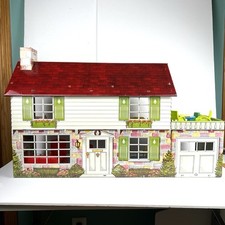 Marx Walt Disney Production Litho Tin 2 Story Doll House  Furniture 1950s