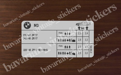 #ad Tire Pressure Label Sticker Decal For Bmw e36 M3 $14.99