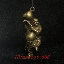 Antica statua cinese bronzo intaglio longevità pesche Buddha collana ciondolo regalo