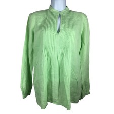 Chaps Women's S 100% Linen Tunic Top Green