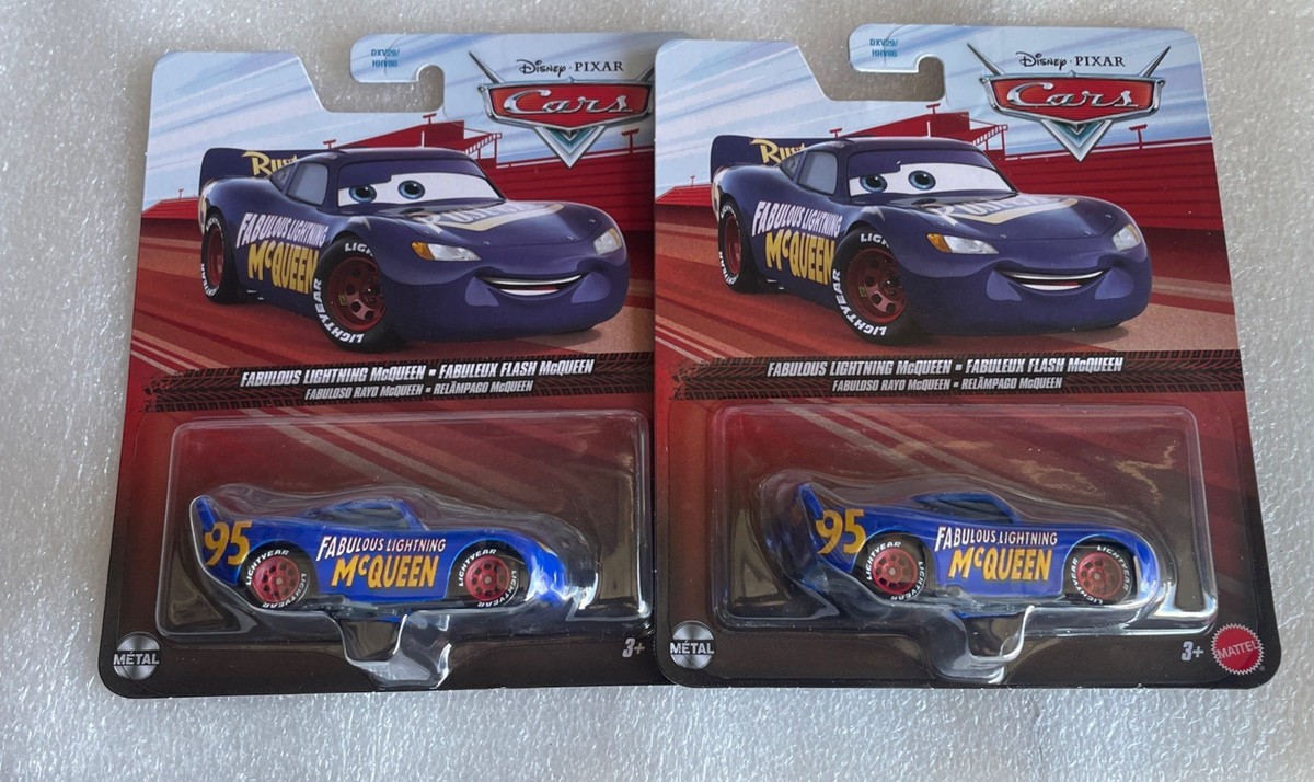 Disney Pixar Cars Fabulous Lightning McQueen blue Mattel Lot Of 2