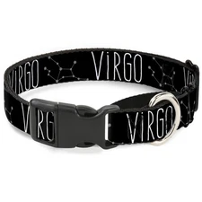 Plastic Martingale Collar Zodiac VIRGO/Constellation Black/White Medium 11-17"