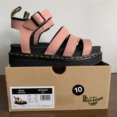 Doc Dr Martens Blaire Womens Size 10 Platform Peach Beige Hydro Leather Sandals