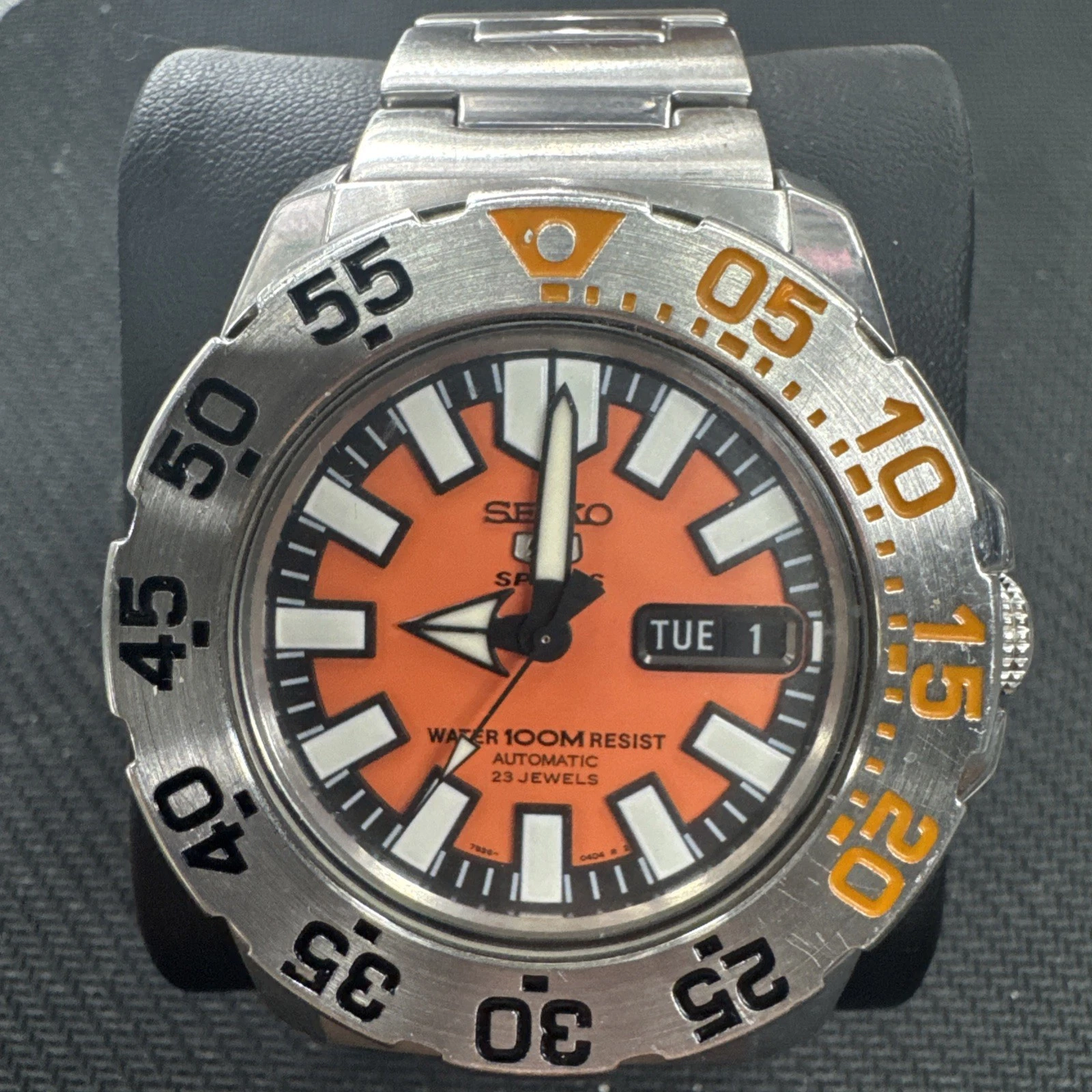 Men's Seiko 42mm Baby Monster Orange Dial 7S36-03D0 Stainless Steel- USA Seller!