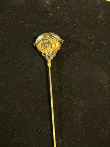Antike französische Bronze Katze Hutnadel Jugendstil Ägyptische Wiederbelebung Hutnadel 10,5"L - Bild 2 von 3