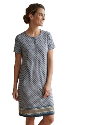 CALIDA Damen Nachthemd XS Schlafkleid Cotton Fibremix Blumenmuster Green Neu