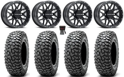 Raceline Krank 14'' Wheels Black 32'' RocScraper Tires Can-Am Renegade Outlander