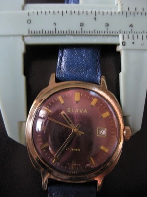 Sowjetische Armbanduhr Slava USSR Export 21 Jewels funktionsfähig cooles Design!