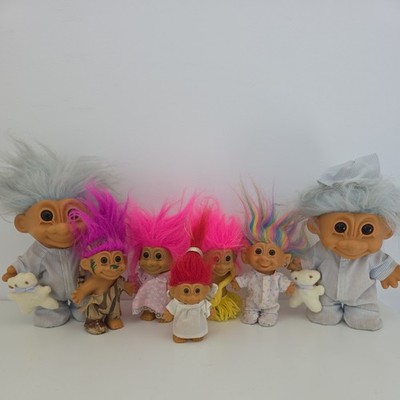 Russ Troll Puppe 90er Vintage Konvolut x 7 Engel Baby Junge Höhlenmensch Hula Regenbogen