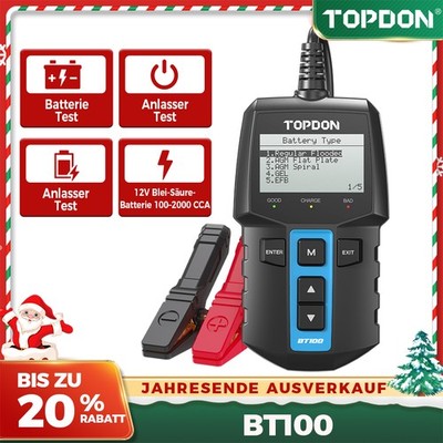 TOPDON BT100 12V Batterietester Akku Testgerät Prüfer Batterietestgerät Digital