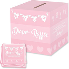 Baby Shower Games for Girls, 50 Pink Diaper Raffle Tickets, Diaper Raffle Ticket