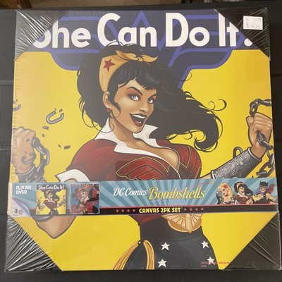 DC Comics Wonder Woman and Harley Quinn Canvas Wall Art, 12 x 12  (2 Pic Bundle)