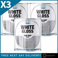 3 x 151 WHITE GLOSS NON-DRIP PAINT TIN 300ML FAST DRYING FOR INDOOR OUTDOOR USE