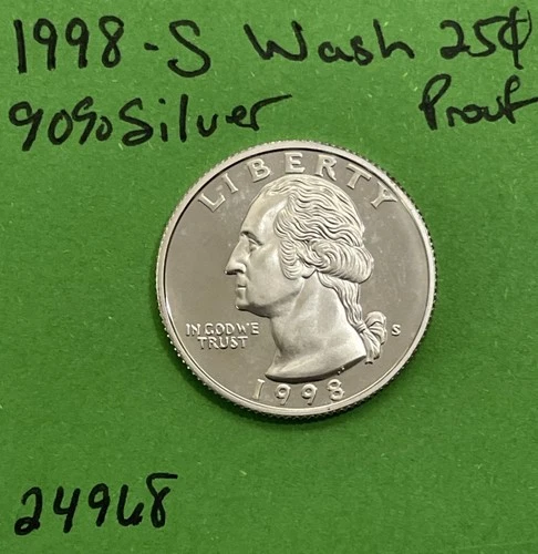 1998-S Washington 90% Silver Quarter Gem DCam Proof US Coin