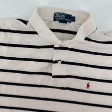 Polo Ralph Lauren Mens XL Striped Short Sleeve Polo Shirt Cream Black