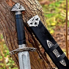 Custom Hand Forged Damascus Steel Viking Sword Medieval Battle Ready + Scabbard