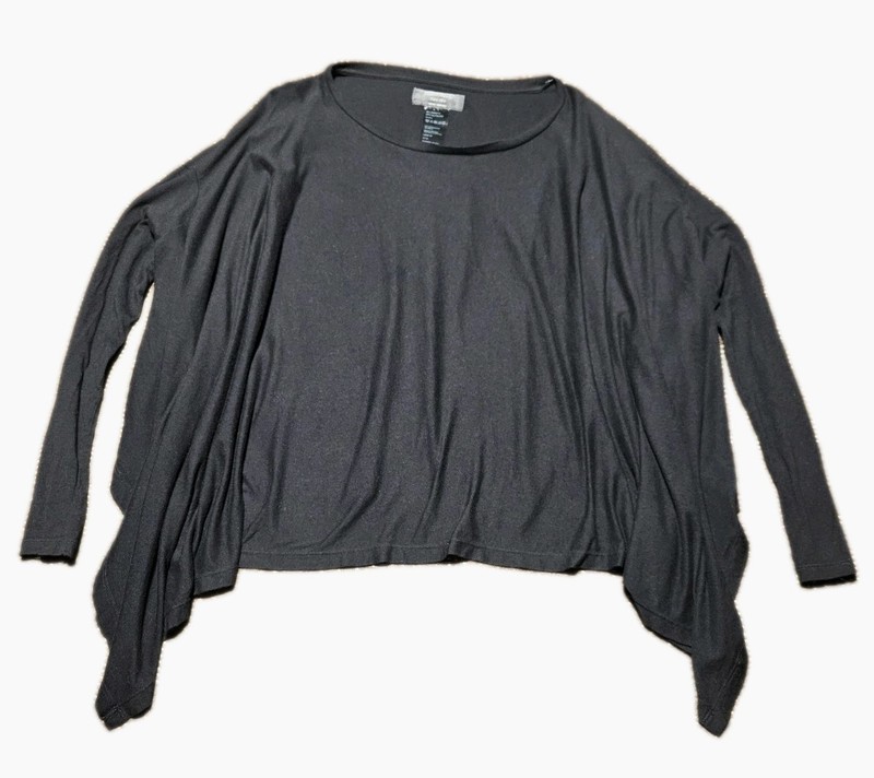 AllSaints Black Cropped Cape Style Drapey Shawl Flowy with Long Sleeves Dolman
