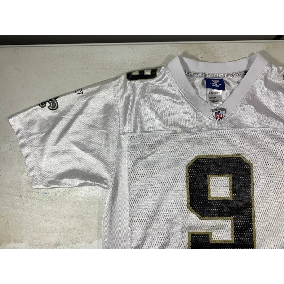 Kids Drew Brees New Orleans Saints Reebok NFL Football Jersey White Size L 14-16 - Image 3 of 4