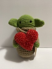 Baby Yoda Grogu Crochet Doll Star Wars, With a red heart ,Handmade Doll 7  New